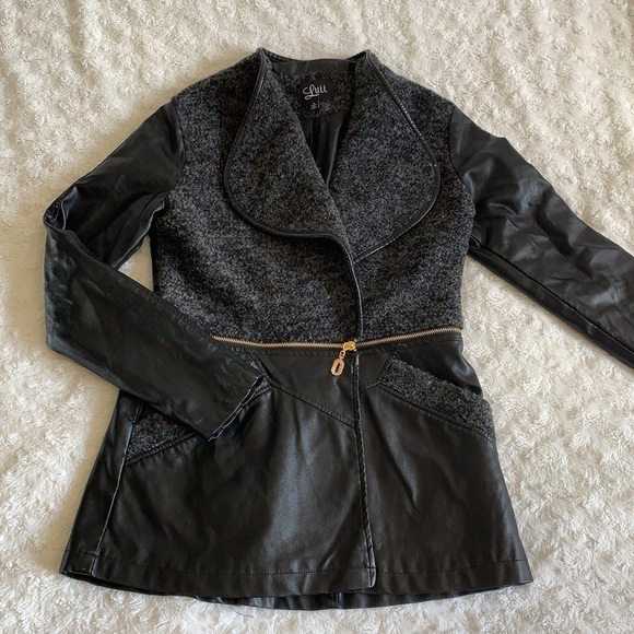 Luii Anthropologie leather jacket two‎ tones crop - Picture 1 of 13